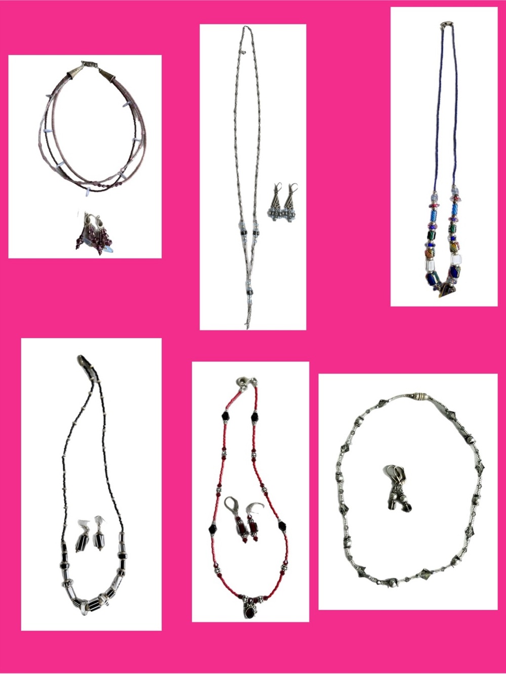 Handmade Sterling Silver Artisan Jewelry Lot 6 Necklaces + Earrings